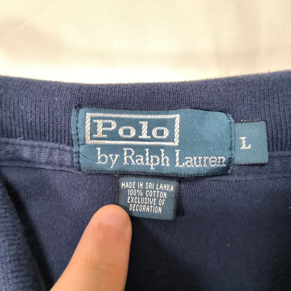 Polo by Ralph Lauren Short Sleeve Collared Polo Shirt Mens Size XL Navy Blue Red